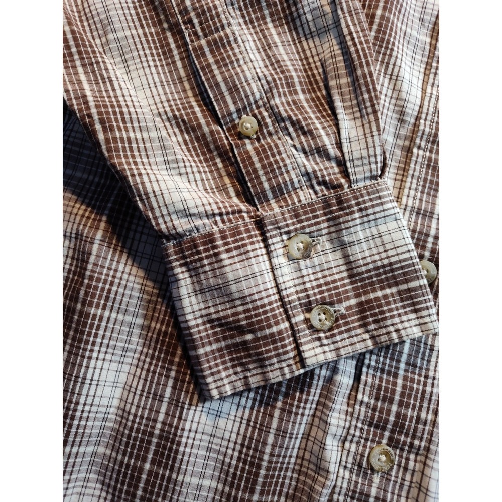 Pendleton Men's Large Button Brown Plaid Cotton L… - image 2